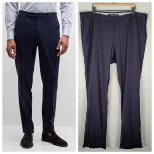 Incotex Dress Pants Super 150s Wool Straight Leg Cuffed Dark Blue Navy Size 42